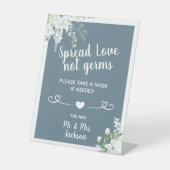 Romantische zachte bloemen bruiloft met veiligheid reclamebord met voetstuk (Voorkant)