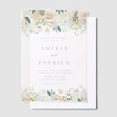 Romantische zachte ivoren bloemen Garland bruiloft Vellum Uitnodigingen (Offset)