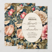 Romantische Zachte Roze Bloemen Bruids Kaart (Voorkant / Achterkant)