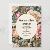 Romantische Zachte Roze Bloemen Bruiloft Save The Date (Voorkant)