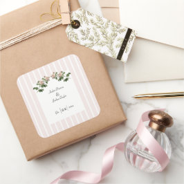 Romantische zachte roze bruiloft vierkante sticker