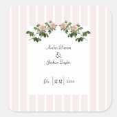 Romantische zachte roze bruiloft vierkante sticker (Voorkant)