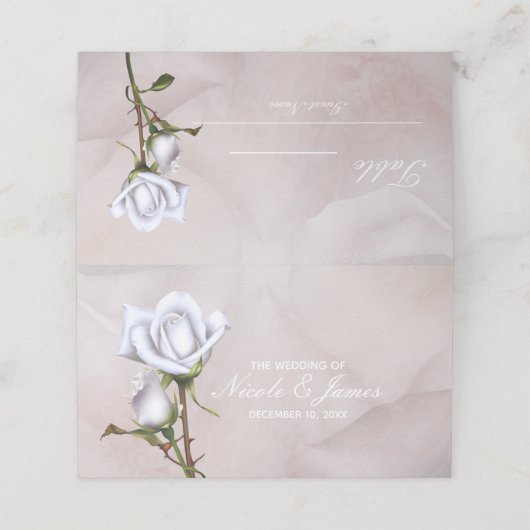 Romantische zachte witte rozen elegante bruiloft t (Buitenkant ongevouwen)