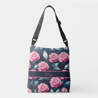 romantische, zarte, rosa Rosen Muster Crossbody Tas