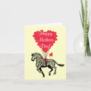 Romantische zebra-moederdag kaart
