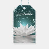 Romantische Zen Witte Lotus & Harten Personalisere Cadeaulabel (Achterkant)