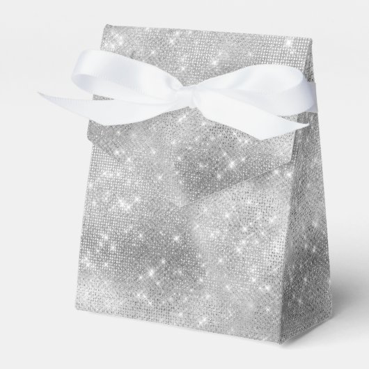 Romantische Zilveren Bruiloftsborrel met Glans Bedankdoosjes (Voorkant Zijde)
