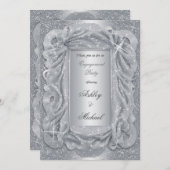 romantische zilveren chiffon sparkly glans glitter kaart (Voorkant / Achterkant)