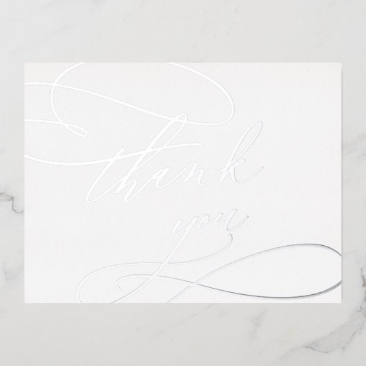 Romantische zilveren folie bruiloft dank u kaart (Voorkant)