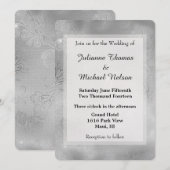 Romantische Zilveren Kant Bruiloft Kaart (Voorkant / Achterkant)