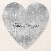 Romantische Zilveren Schittering Kartonnen Onderzetters (Voorkant)