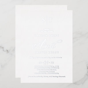 Romantische Zilverfolie Calligrafie Monogram Bruil Folie Uitnodiging