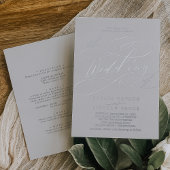 Romantische zilverfolie grijs voor en achter bruil folie uitnodiging