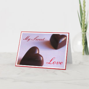 Romantische zoete liefde chocolade harten elke tek feestdagen kaart