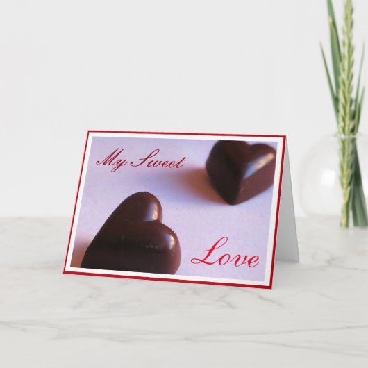Romantische zoete liefde chocolade harten elke tek feestdagen kaart (Voorkant)