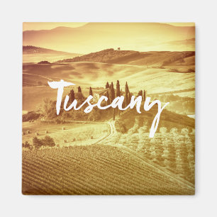 Romantische zonnige tuscany Italië borsteltypogra Magneet
