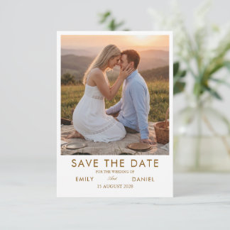 romantische zonsondergang foto save the date kaart