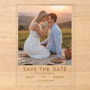romantische zonsondergang foto save the date kaart acryl uitnodigingen