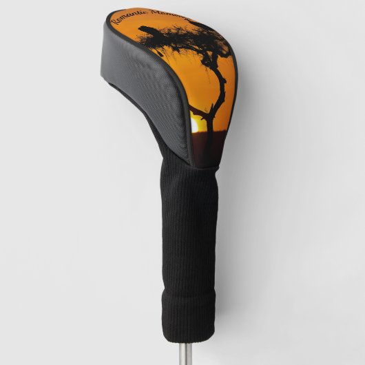 Romantische zonsondergang in Afrika oranje met tek Golfheadcover (Schuin)