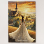  romantische zonsondergang landschapskunst puzzel (Verticaal)