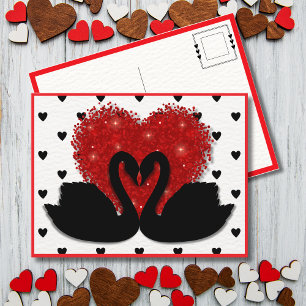 Romantische Zwaan Hart Valentijnsdag Feestdagenkaart