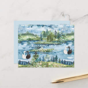 Romantische zwanen blauwe meer briefkaart