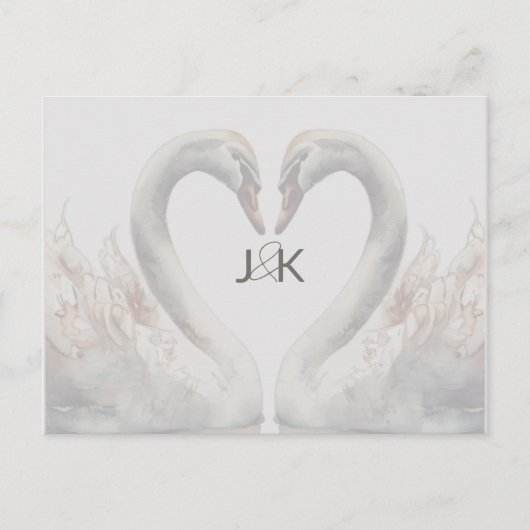 Romantische Zwanen Bruiloft Save the Date Ansichtk Aankondigingskaart (Voorkant)