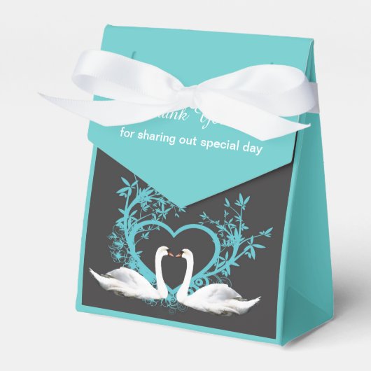 Romantische Zwanen Custom Tent Favor Box Bedankdoosjes (Voorkant Zijde)