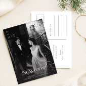 Romantische zwart-witte Pas getrouwd Foto Kerst Briefkaart