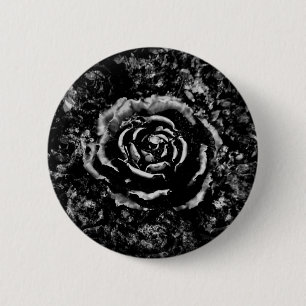 Romantische zwarte begraafplaats roos Gothische kn Ronde Button 5,7 Cm