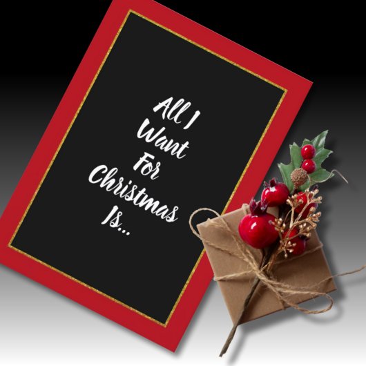 Romantische zwarte goudkerst kaart