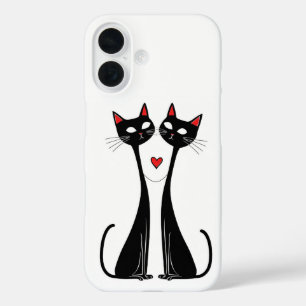 Romantische zwarte katten cadeau voor kattenliefhe iPhone 16 hoesje