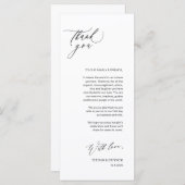 Romantische zwarte script plaats instelling dank u programma (Voorkant / Achterkant)