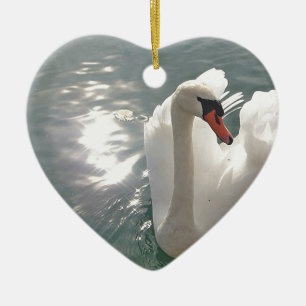 Romantischer weisser Schwan Keramisch Ornament