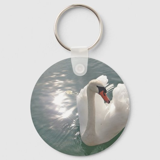 Romantischer weisser Schwan Sleutelhanger (Voorkant)