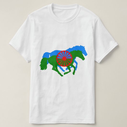Romany drapeau tzigane texte et cheval T-shirt (Design devant)