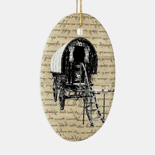 Romany Gypsy wagen Keramisch Ornament (Rechts)