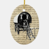 Romany Gypsy wagen Keramisch Ornament (Voorkant)