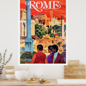 Rome, affiche de voyage vintage (Cuisine)