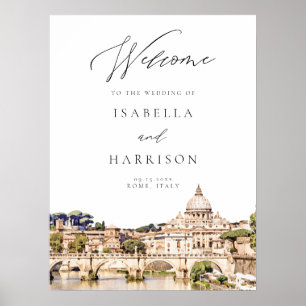 ROME Aquarel Skyline Reis Huwelijk Welkom Poster