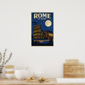 Rome at Night Poster | Colosseum Moonlight Vintage (Cuisine)