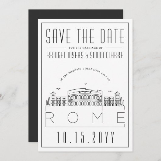 Rome bruiloft | Gestileerde skyline De datum opsla Kaart (Voorkant / Achterkant)