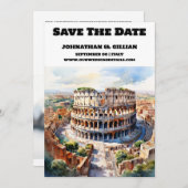 Rome bruiloft save the date moderne waterverf chic (Voorkant / Achterkant)