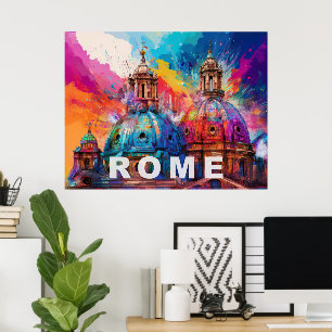 Rome Cathedral Domes - Kleurrijke Abstracte kunst  Poster