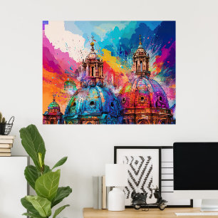 Rome Cathedral Domes - Kleurrijke Abstracte kunst Poster