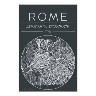 Rome Cirkelvormige Stadkaart Poster Minimalistisch