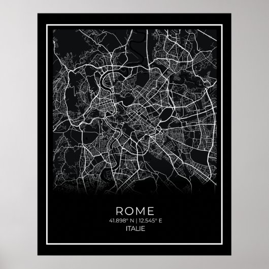 Rome City Map - Rome Black Map Poster (Voorkant)