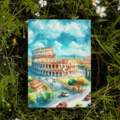 Rome Colisée Italie Aquarelle Carte postale