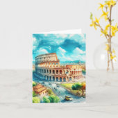 Rome Colosseum Italië Waterverf Kaart (Gele Bloem)