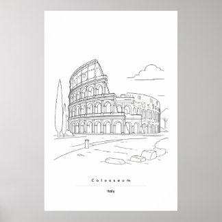 Rome Colosseum Minimalistische Lijn Kunst Reispost Poster
